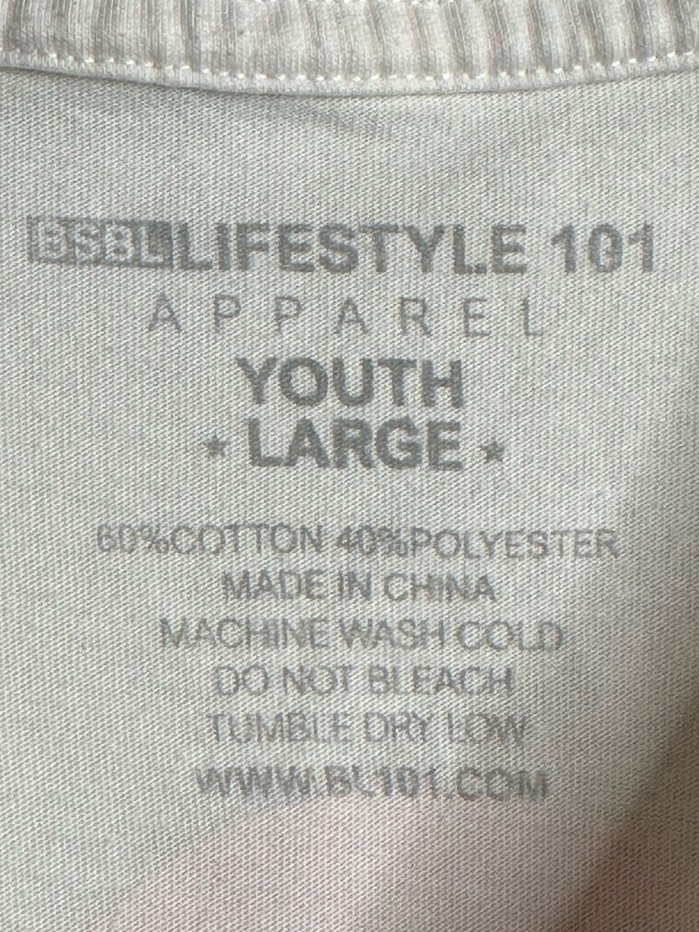 BSBL Lifestyle 101 Apparel Youth Large White Graphic Baseball Crew Neck T-Shirt - Picture 3 of 3